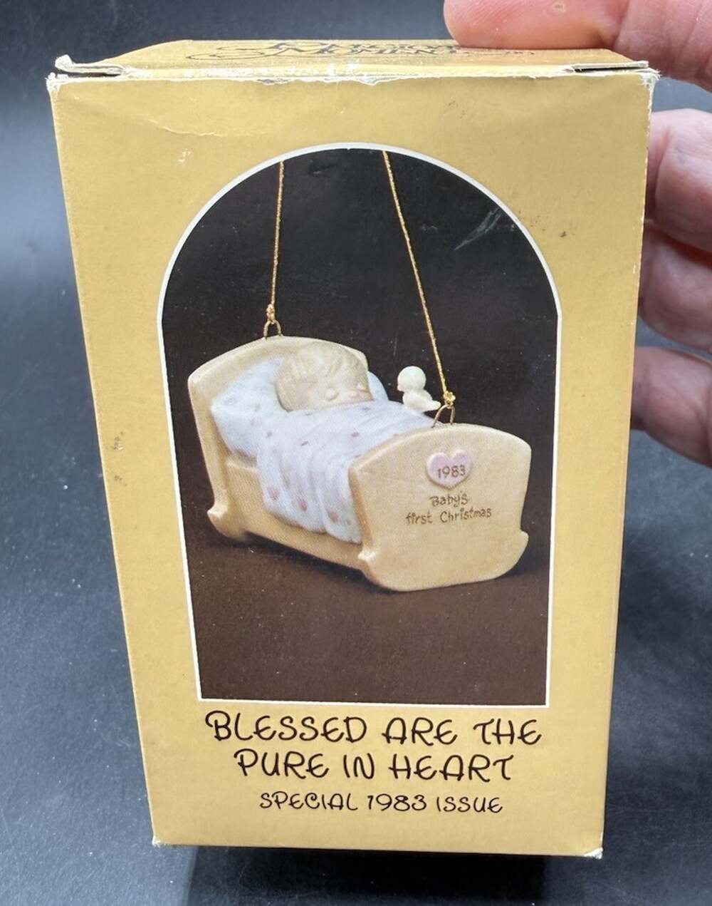 1983 Precious Moments Babys 1st Christmas Blessed Pure in Heart Ornament -52D